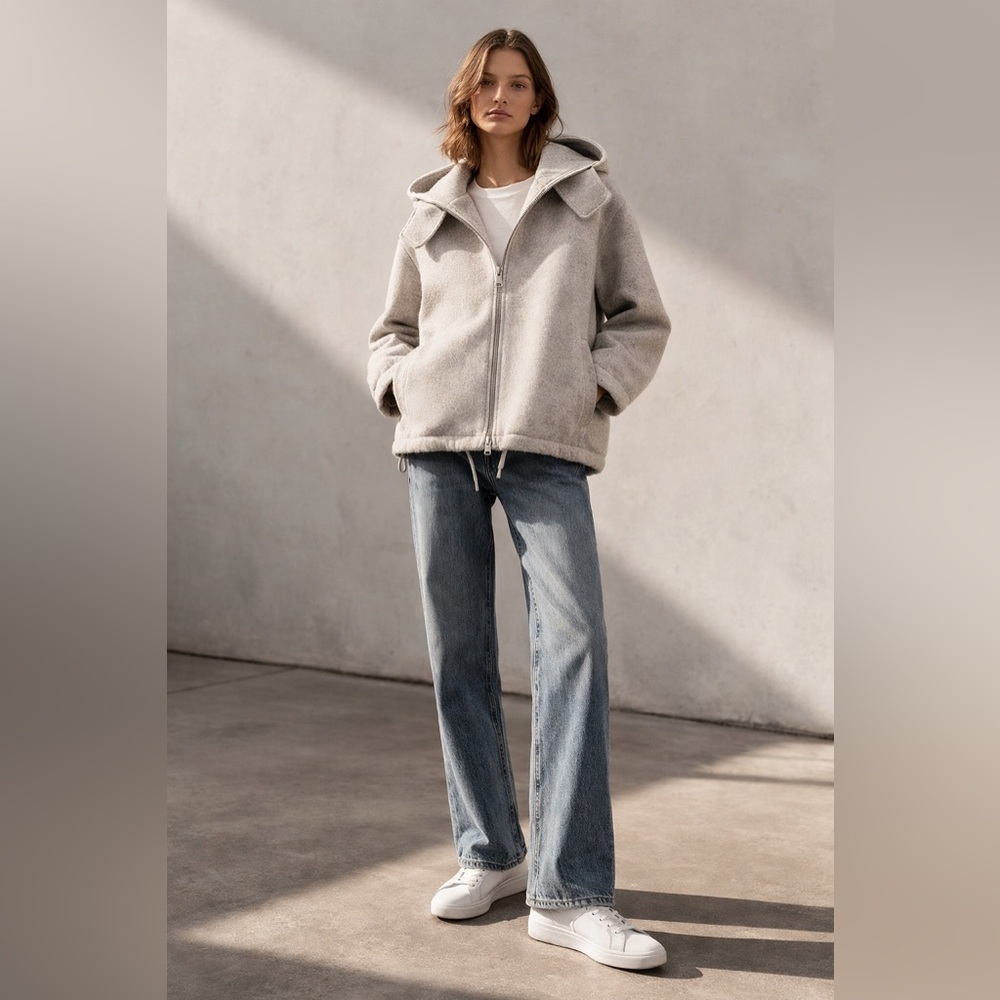 COS • Wool Zip Jacket w/ Detachable Hood • Minimalist Scandi • Like New